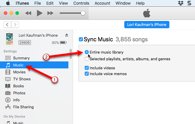 iTunes synchronisiert Musikbibliothek