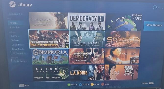 Steam Link Gerätebibliothek