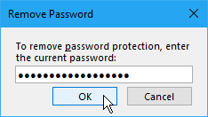 Dialogfeld "Kennwort entfernen" in OneNote 2016