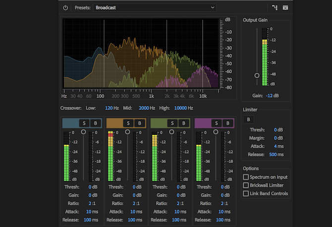 Premiere Pro Multiband-Kompressoreffekt