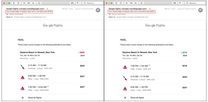 Google Flights E-Mails