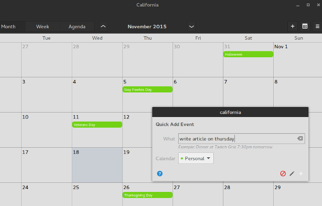 Linux-Kalender-Kalifornien-Quickadd