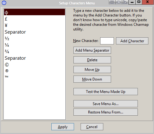 Windows Character Map