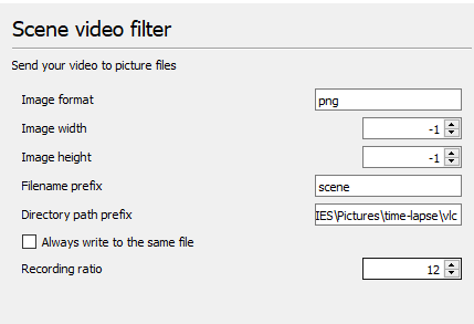 Zeitraffer-Video-VLC-Einstellungen
