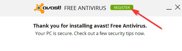 Avast - Registrierung - Button