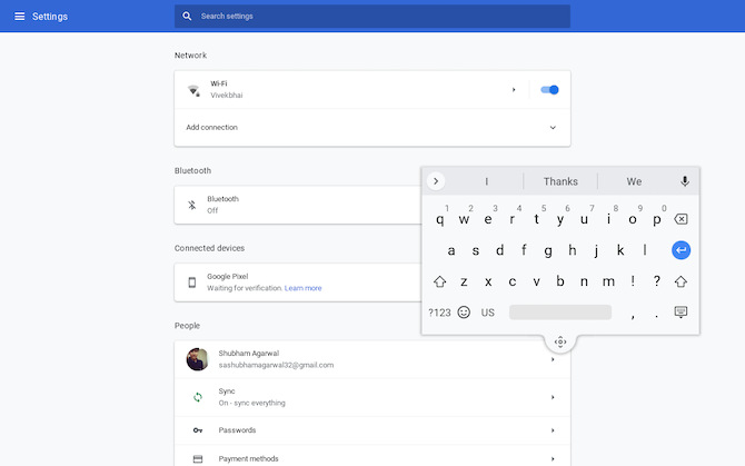 Floating-Tastatur für Chrome OS