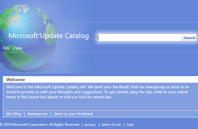 Microsoft Update Catalog Home