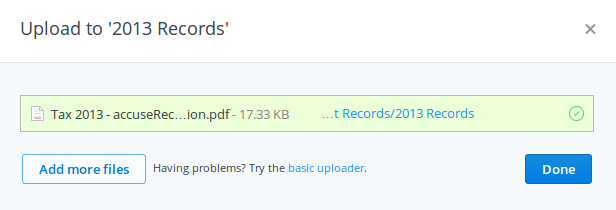 Dropbox-Datei-Upload