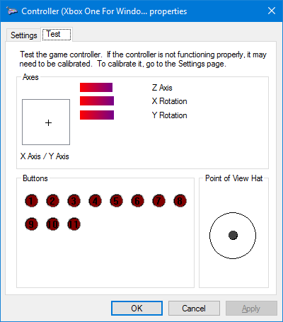 Windows Game Controller-Kalibrierungsfenster