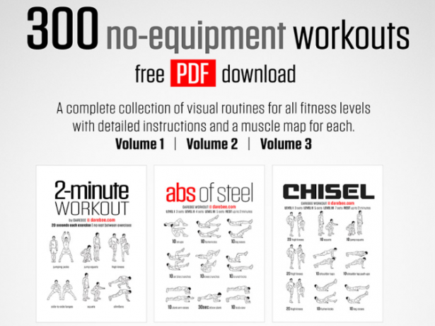 Laden Sie 300 Workouts ohne Ausrüstung in drei Bänden kostenlos von Darebee herunter