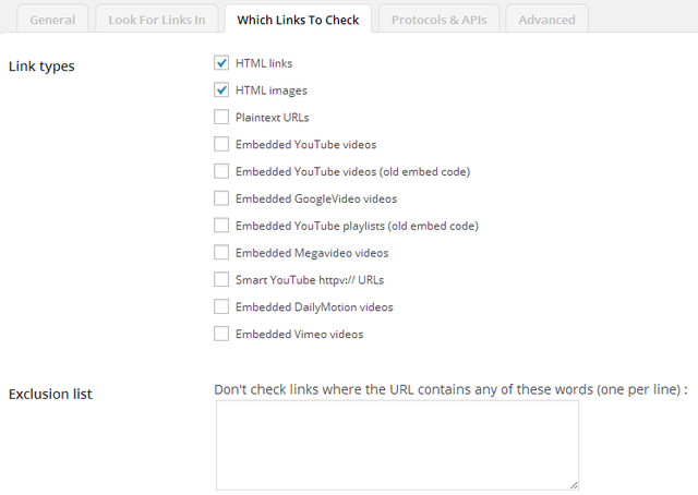 Broken Link Checker, der auf die Registerkarte "Check" verweist