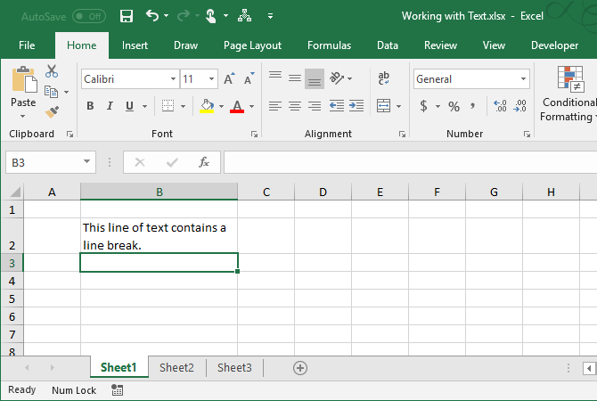 Excel-Textfunktionen - Ergebnis eines manuellen Zeilenumbruchs