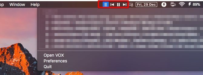 vox-Mac Menüleiste Apps