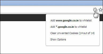 Wählen Sie bestimmte Cookies aus und behalten Sie sie in einer Whitelist, während Sie andere in Chrome löschen. Whitelist01