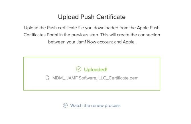 Jamf jetzt Apple Upload Push-Zertifikat