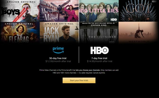 Kostenlose Testversion von Amazon Prime HBO