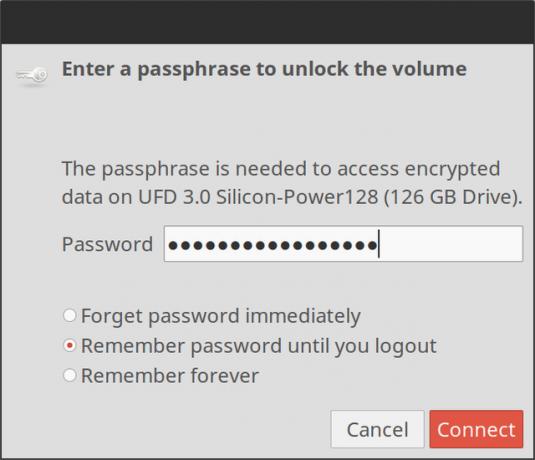 Passphrase zum Entsperren des USB-Laufwerks