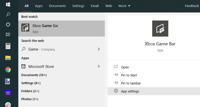 Überprüfen Sie die App-Einstellungen der Xbox Game Bar