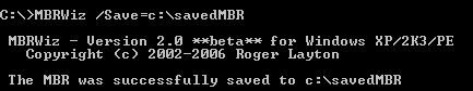 Speichern, Wiederherstellen, Beheben eines defekten MBR mit MBRWizard [Windows] savembr