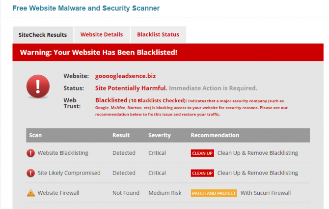 sucuri sitecheck - Wurden meine Online-Konten gehackt?