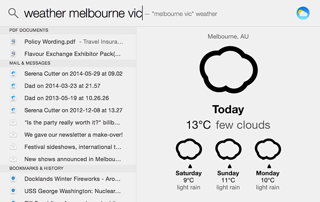 Warten Sie nicht, holen Sie sich jetzt die Funktionen von OS X 11.10 El Capitan in Yosemite Spotlightweather