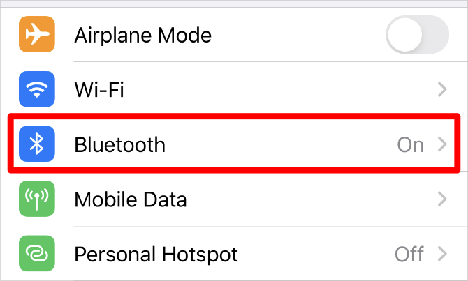 Bluetooth-Option in den iPhone-Einstellungen