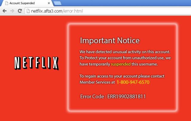 Netflix-Phishing-Bildschirm