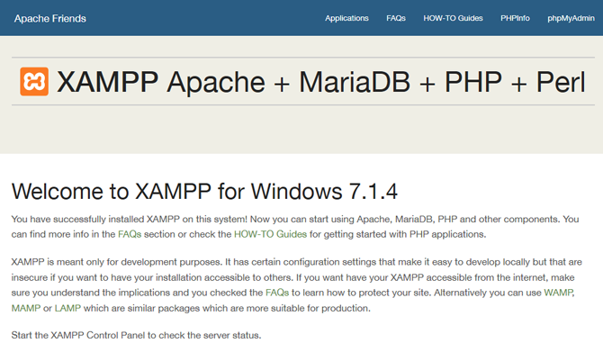 xampp Standard-Webseite