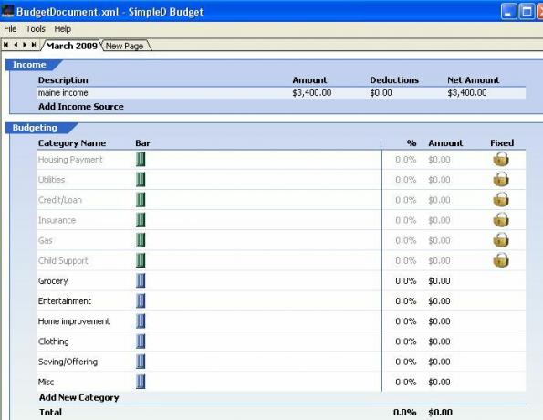 vereinfachtes Budget - kostenlose Budgetierungssoftware