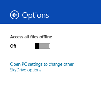 SkyDrive-Optionen