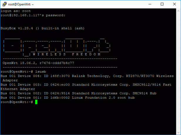 OpenWRT Putty Terminal Fensterbildschirm