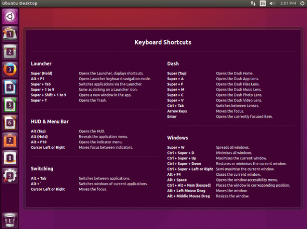 LinuxShortcuts-Unity-Shortcuts-Liste