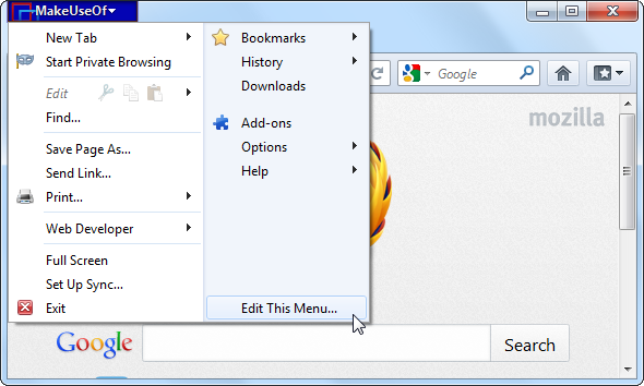 Firefox Orange Menütaste