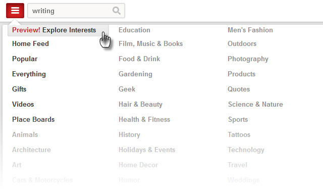 Pinterest - Interessen erkunden