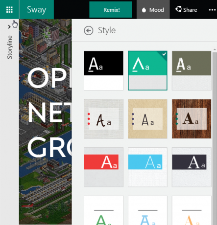 Microsoft Sway Style-Einstellungen