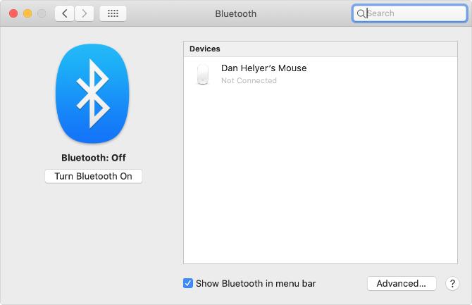 Schalten Sie die Bluetooth On-Taste in den Mac-Systemeinstellungen ein