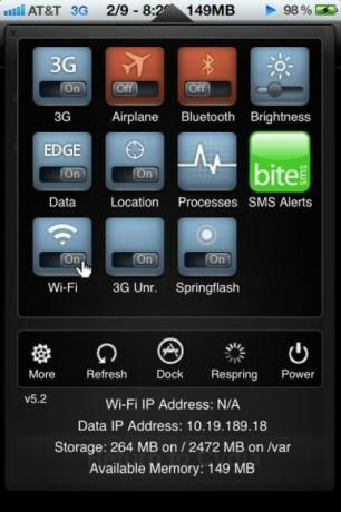 sbsettings schaltet das iPhone um