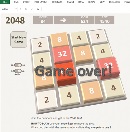 2048 Microsoft Excel-Spiel