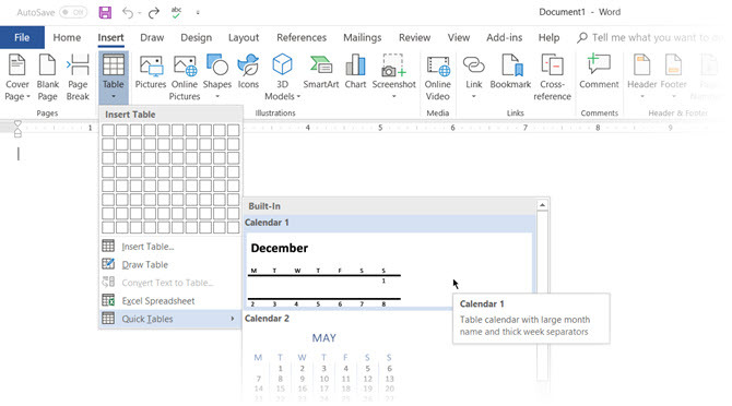 Microsoft Word-Insert-Tabelle