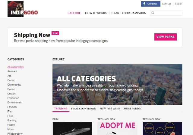 Indiegogo Seite