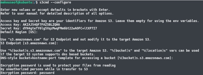 Backup Amazon S3 Linux-Gerät