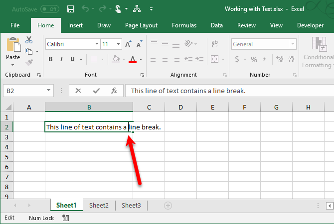 Excel-Textfunktionen - Geben Sie einen Zeilenumbruch in eine Zelle ein