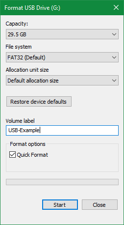 Windows 10 Format USB-Laufwerk