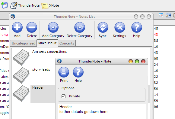 Thunderbird Notizen Addon