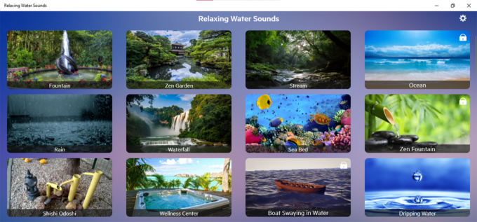 Screenshot von entspannenden Wassergeräuschen Windows-App