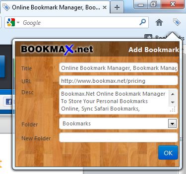 Bookmax: Speichern und verwalten Sie Ihre Lesezeichen online bookmax2