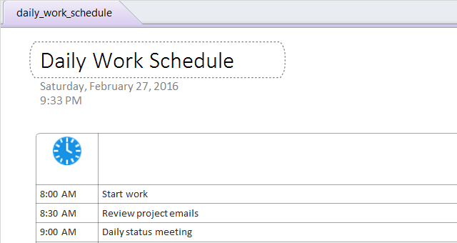 OneNoteDailyScheduleTemplate