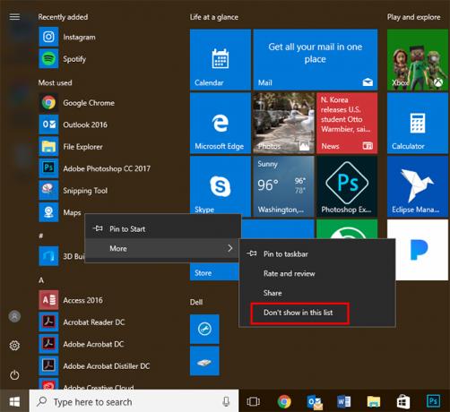 So entfernen Sie "Am häufigsten verwendete Apps" aus dem Windows 10-Startmenü MostUsed1