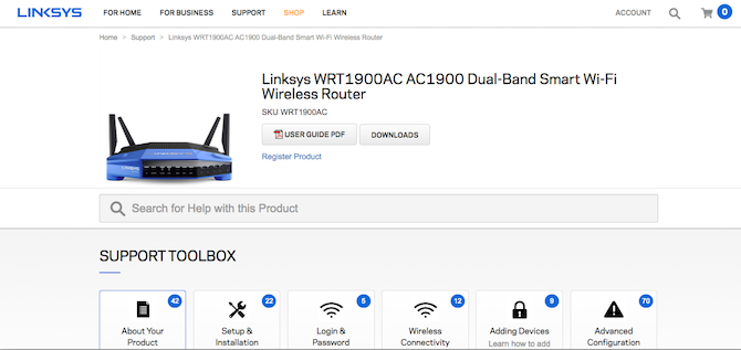 Linksys Router Firmware-Download-Seite