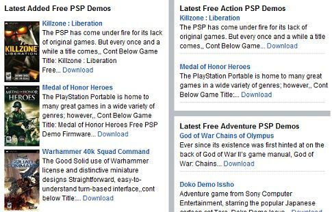 PSP-Spiel Demo-Downloads